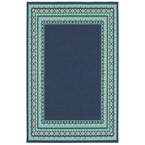 Palacedesigns 2 x 3 ft. Navy & Green Geometric Indoor & Outdoor Scatter Area Rug PA2627991 - main